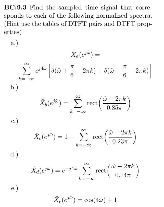 Solved BC:9.3 Find the sampled time signal that corresponds | Chegg.com