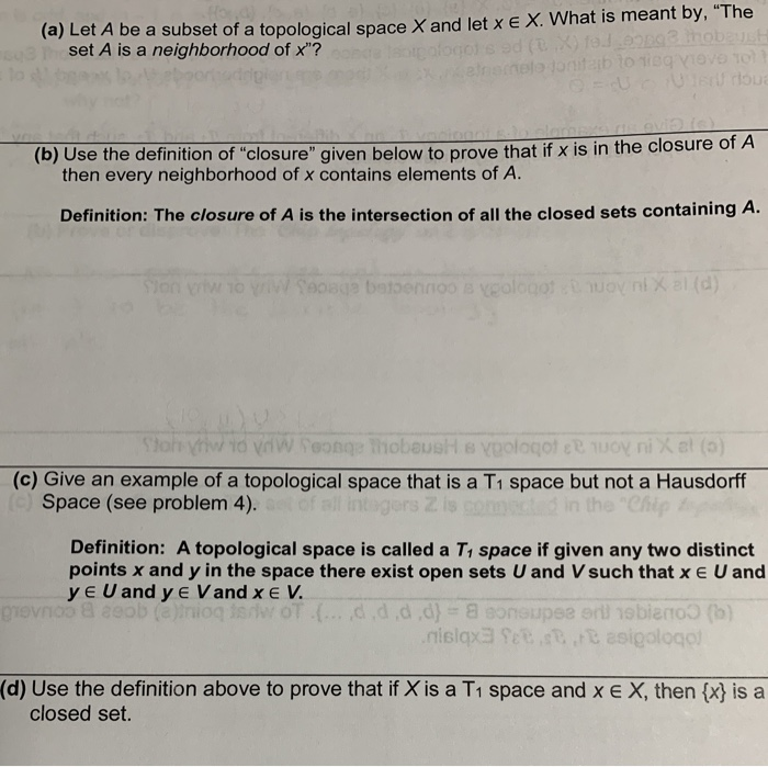 Solved A Let A Be A Subset Of A Topological Space X And