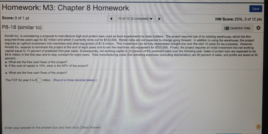 Solved Homework: M3: Chapter 8 Homework Save Score: 0 of 1 | Chegg.com