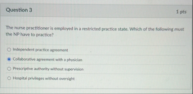 Solved Question 31 ﻿ptsThe nurse practitioner is employed in | Chegg.com