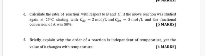 Solved Liquid phase reaction A + B + 2C + D takes place | Chegg.com