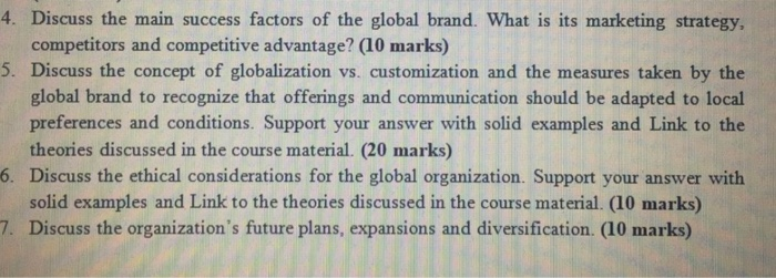 Solved 4. Discuss the main success factors of the global | Chegg.com