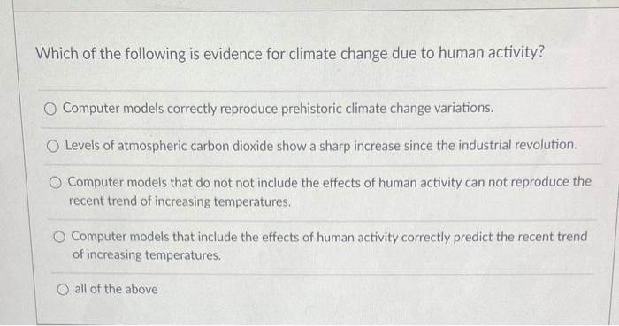 Solved Which of the following is evidence for climate change | Chegg.com