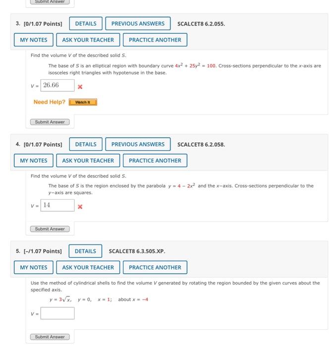 Solved Find The Volume V Of The Described Solid S. The Base | Chegg.com