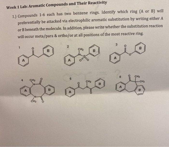 Solved Week 1 Lab Aromatic Compounds and Their Reactivity