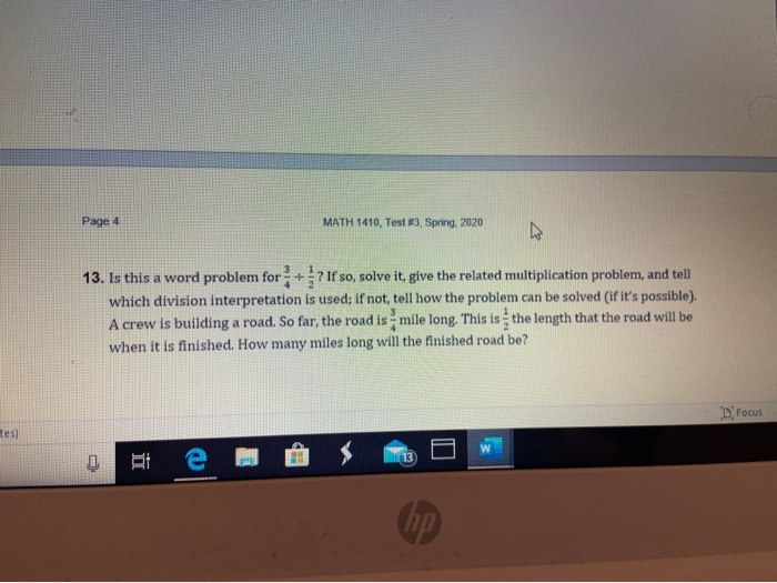Solved Page 4 MATH 1410, Test #3, Spring, 2020 13. Is this a | Chegg.com