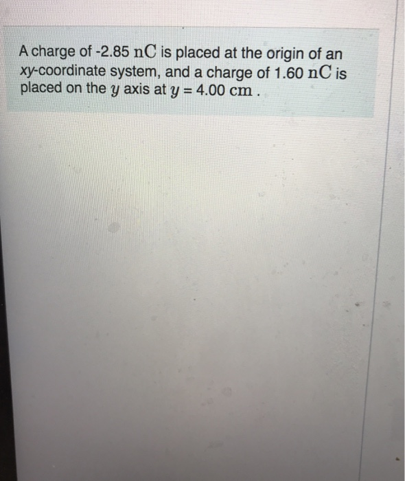 Solved A charge of -2.85 nC is placed at the origin of an | Chegg.com