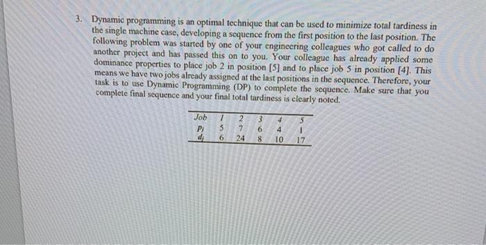 Solved 3. Dynamic programming is an optimal technique that | Chegg.com