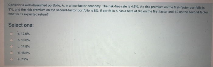 Solved Consider a well-diversified portfolio, A, in a | Chegg.com