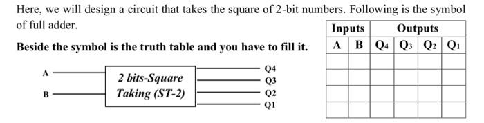 Solved Here, we will design a circuit that takes the square | Chegg.com