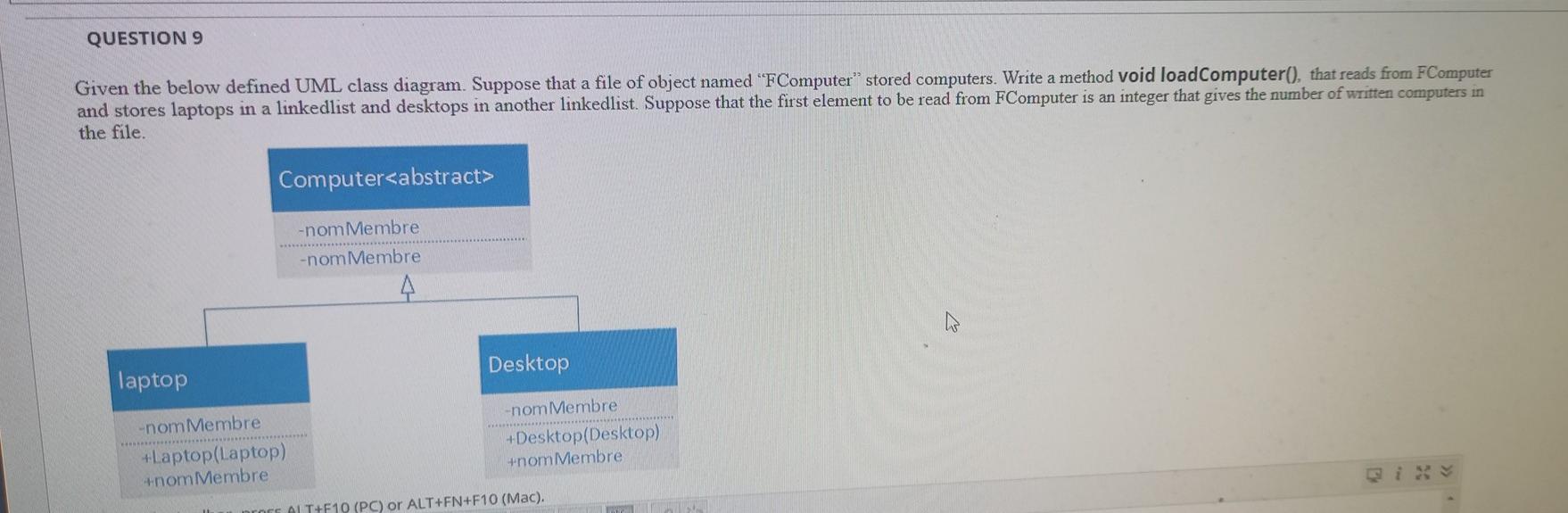 Solved QUESTION 9 Given The Below Defined UML Class Diagram. | Chegg.com