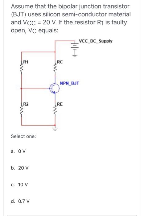 Solved Assume that the bipolar junction transistor (BJT) | Chegg.com