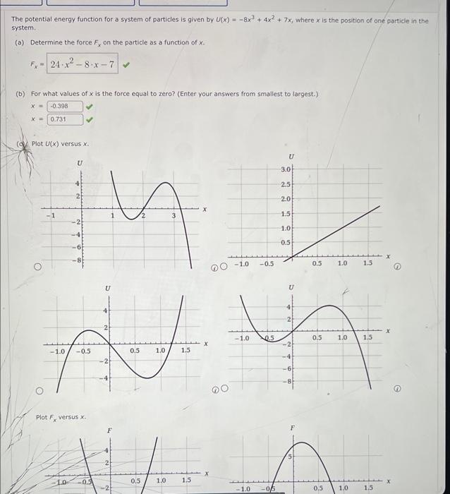 Solved The potential energy function for a system of | Chegg.com