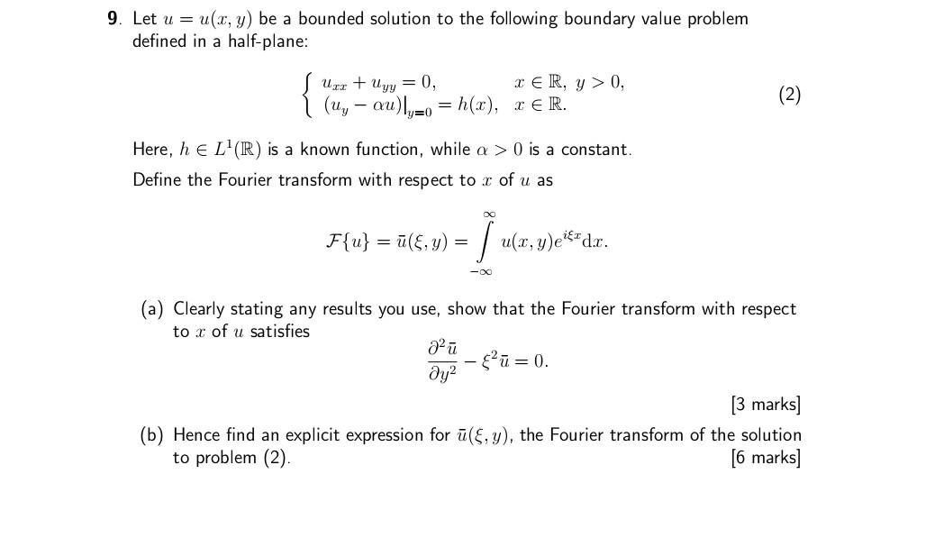 Solved 9. Let u = u(x, y) be a bounded solution to the | Chegg.com