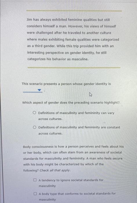 Solved Earch This Integral To The Study Of Gender Is The | Chegg.com