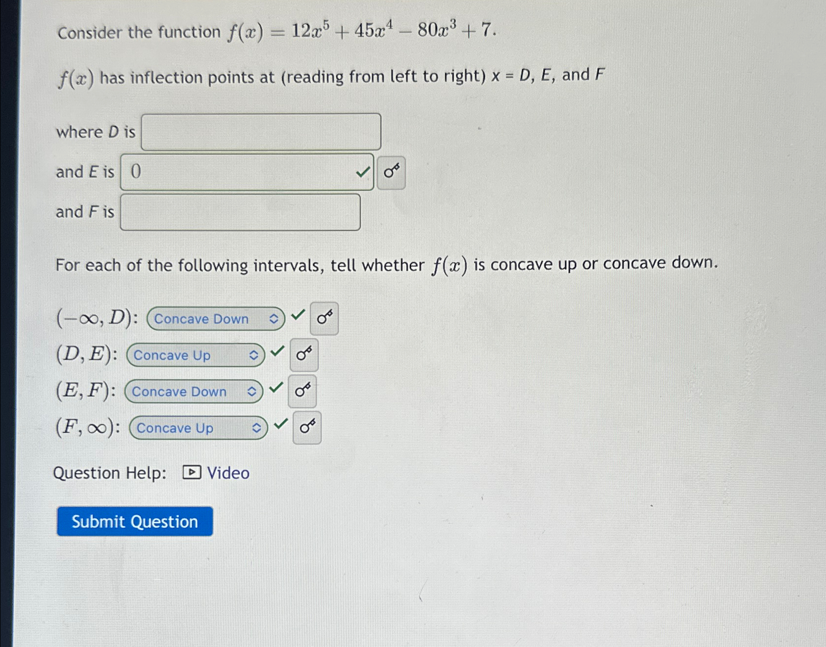 Solved Consider the function f(x)=12x5+45x4-80x3+7.f(x) ﻿has | Chegg.com