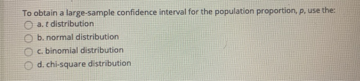 Solved To obtain a large-sample confidence interval for the | Chegg.com