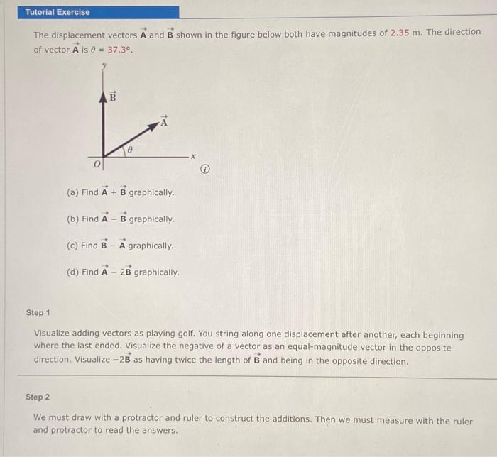 Solved Tutorial Exercise The displacement vectors A and B | Chegg.com