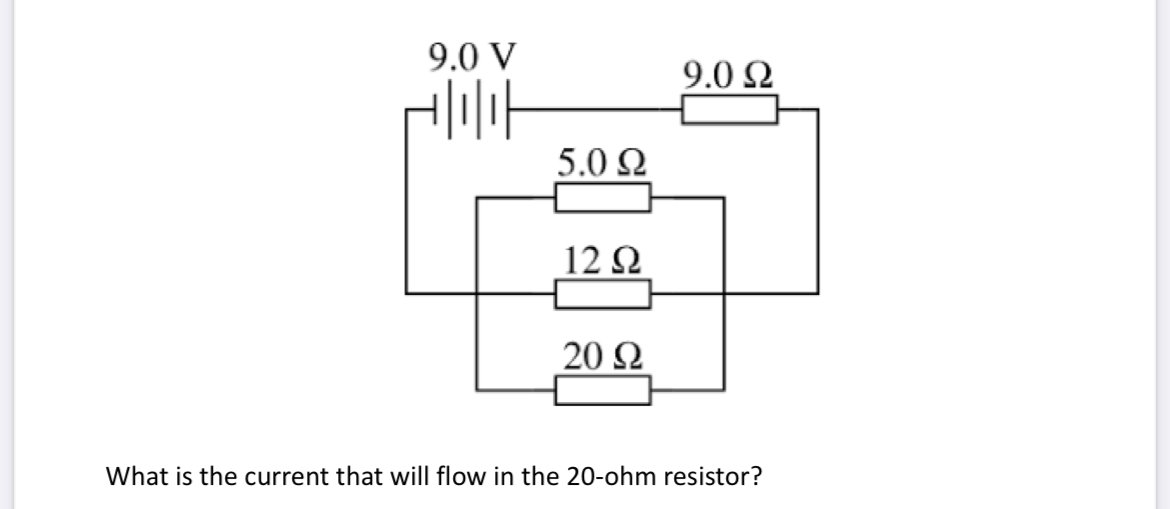 Solved What is the current that will flow in the 20 -ohm | Chegg.com