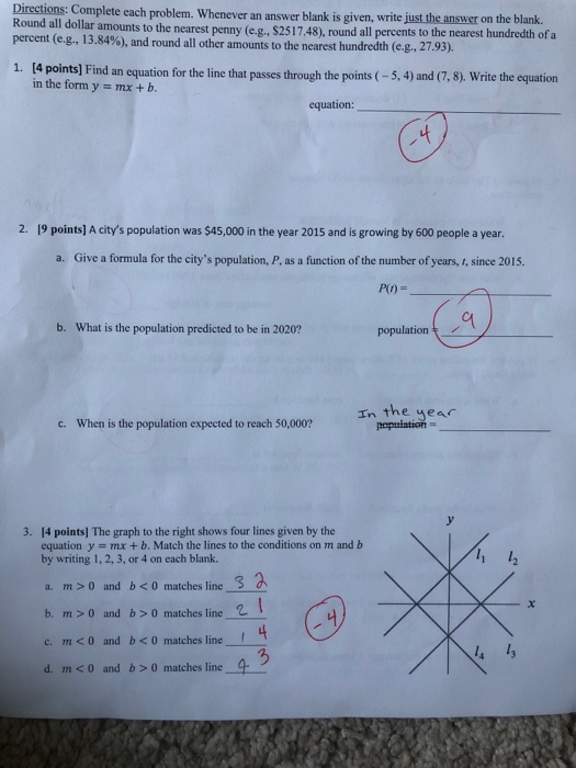 Solved Directions: Complete Each Problem. Whenever An Answer | Chegg.com