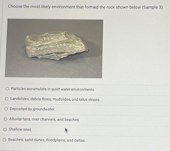 Solved Choose the most likely environment that formed the | Chegg.com
