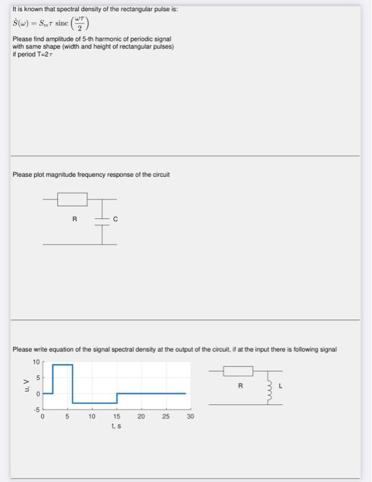 Solved UT It is known that spectral density of the | Chegg.com