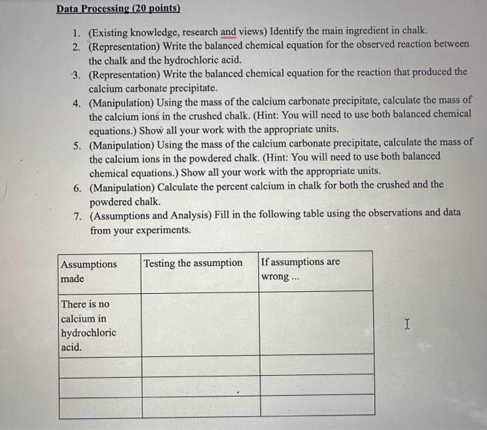 Solved gravimetric analysis lab chalk crushed completely