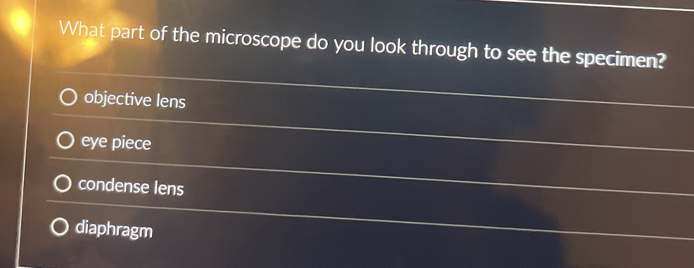 [Solved] What part of the microscope do you look through