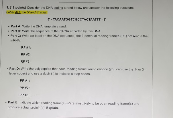 consider the dna coding strand belo