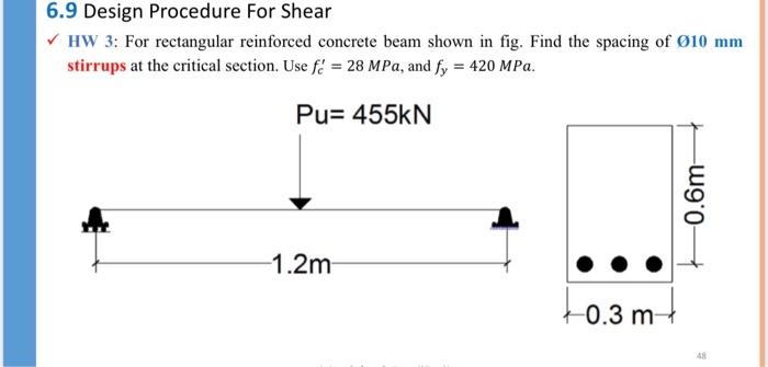 Solved 6.9 Design Procedure For Shear HW 3: For | Chegg.com