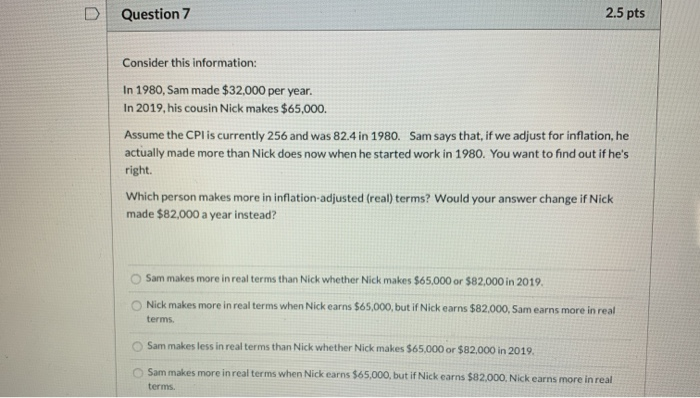 Solved Question 1 2.5 pts For the all questions on the | Chegg.com
