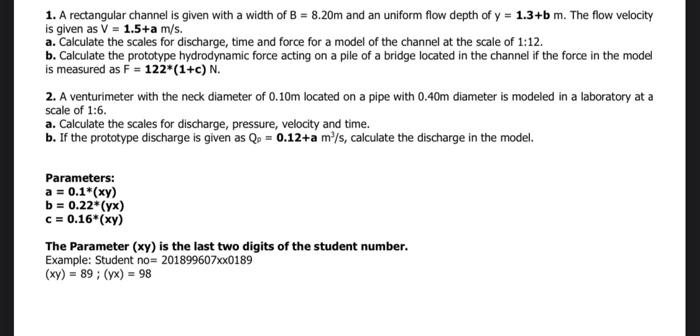 Solved 1. A rectangular channel is given with a width of B = | Chegg.com