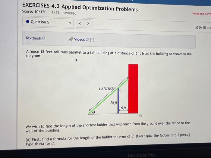 Solved EXERCISES 4.3 Applied Optimization Problems Score: | Chegg.com