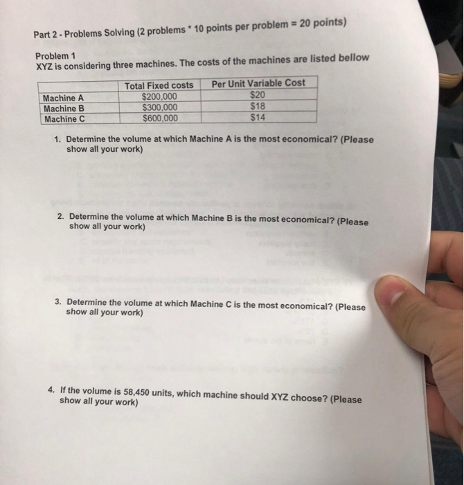 Solved 10 points per problem = 20 points) Part 2- Problems | Chegg.com