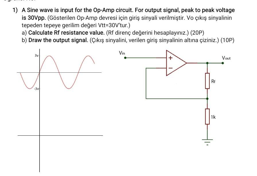 1) A Sine wave is input for the Op-Amp circuit. For | Chegg.com