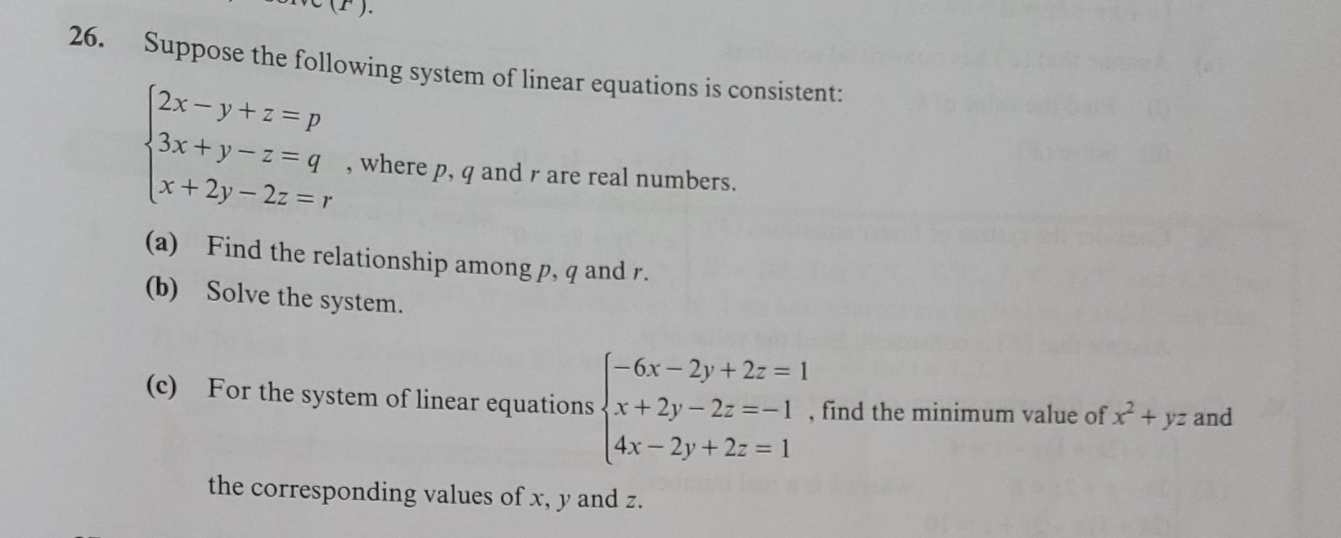 Solved 26. Suppose the following system of linear equations | Chegg.com