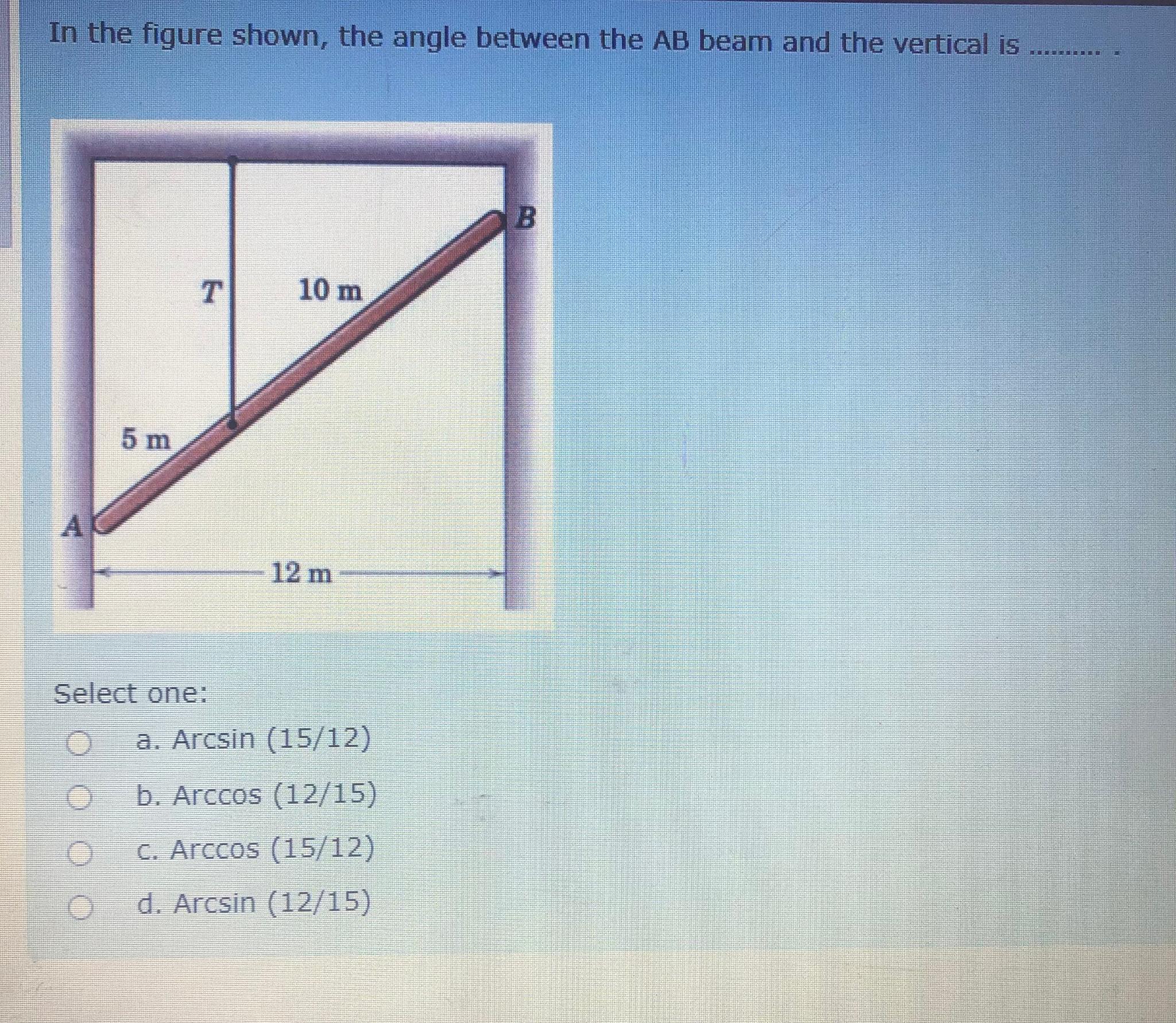 Solved In The Figure Shown, The Angle Between The AB ﻿beam | Chegg.com