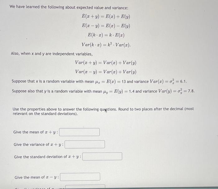 Solved We Have Learned The Following About Expected Value | Chegg.com