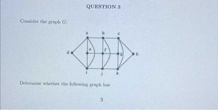 Solved QUESTION 3 Consider The Graph G : Determine Whether | Chegg.com