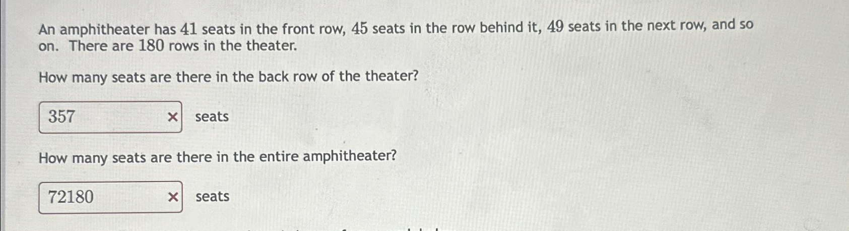 Solved An amphitheater has 41 seats in the front row 45 Chegg