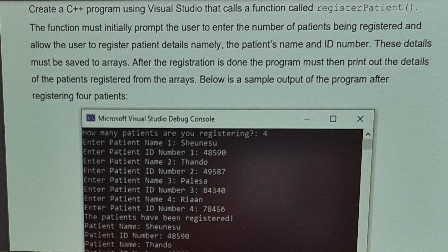 Solved Create a C++ program using Visual Studio that calls a | Chegg.com