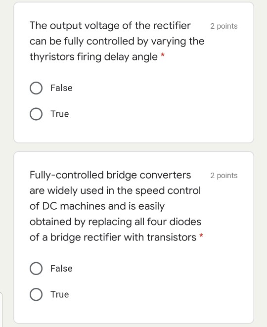 Solved 2 points The output voltage of the rectifier can be | Chegg.com