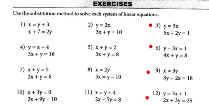 Solved Exercises Use The Substitution Method To Solve Each Chegg Com