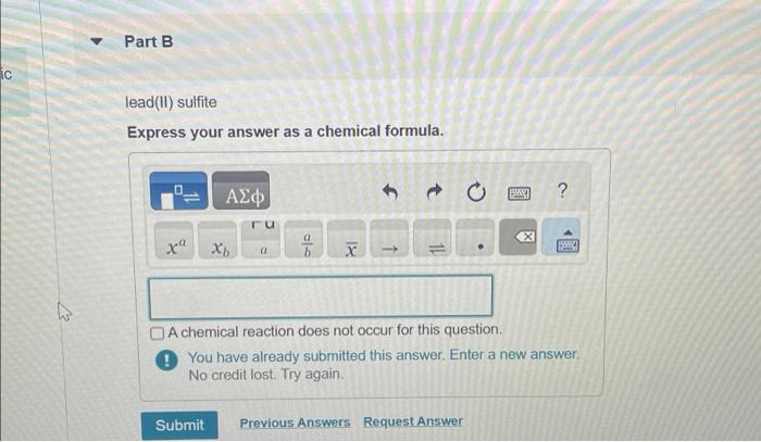 Solved Lead Ii Sulfite Express Your Answer As A Chemical