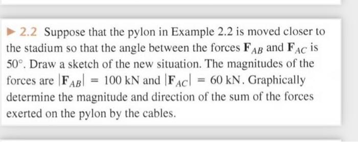 Solved 2.2 Suppose that the pylon in Example 2.2 is moved | Chegg.com