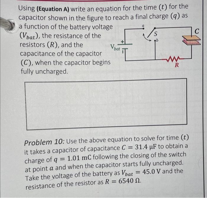 Solved Problem 10: Use the above equation to solve for time | Chegg.com