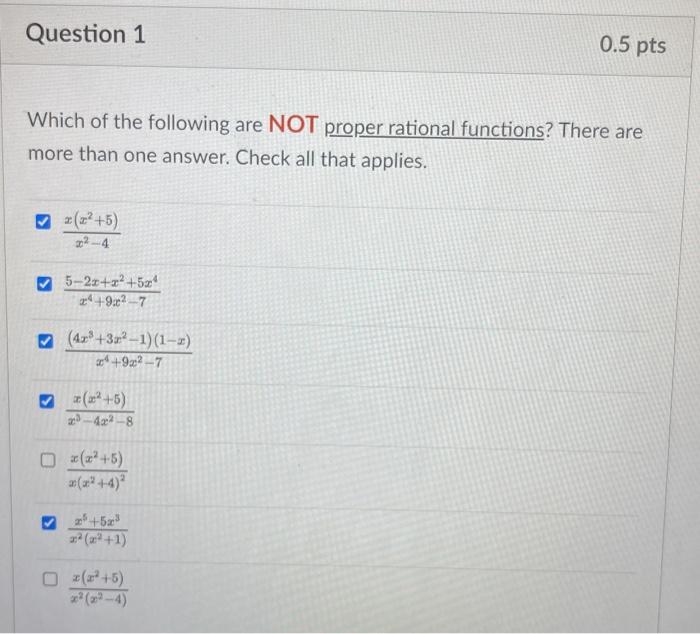 Solved Which of the following are NOT proper rational | Chegg.com