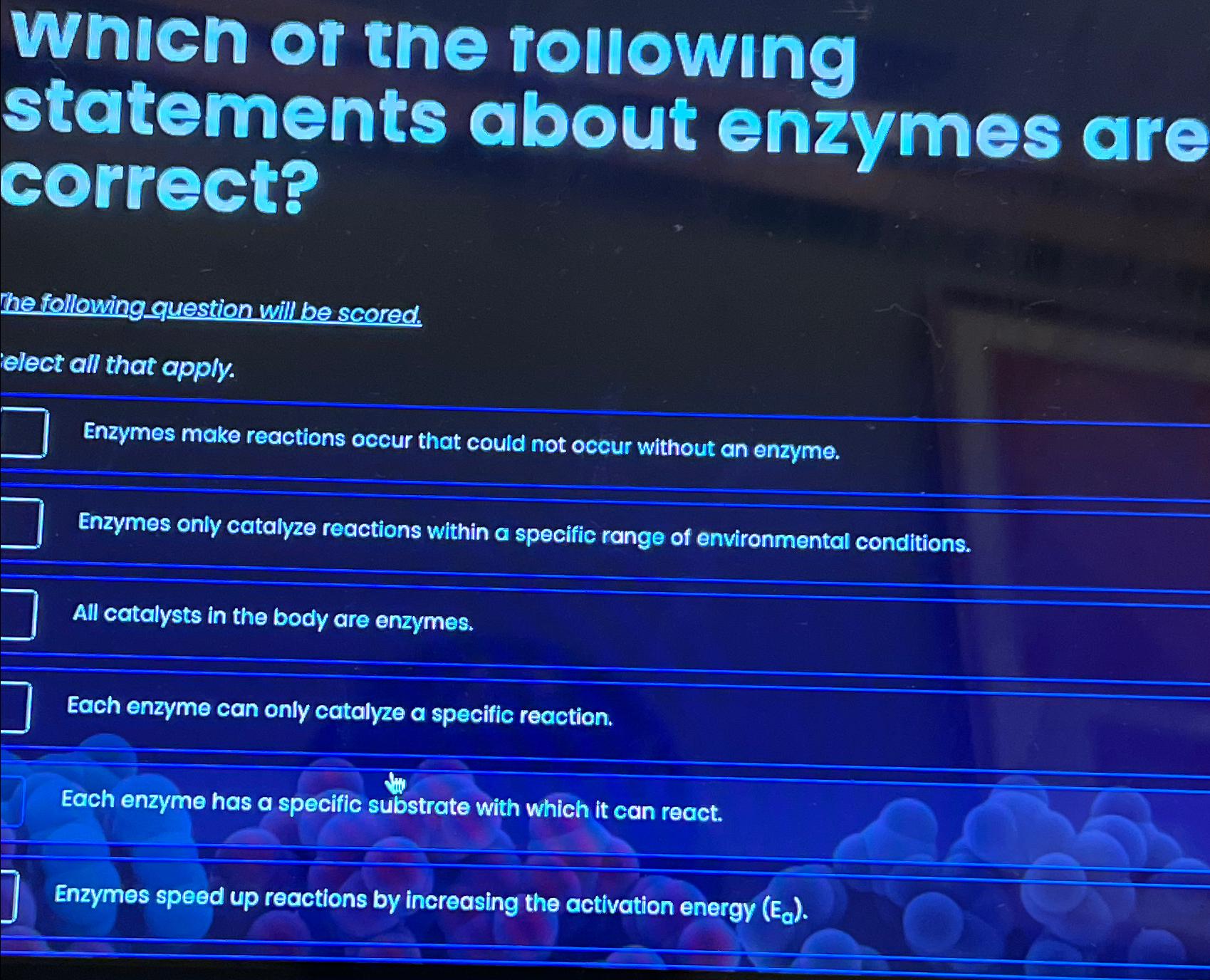 Solved Which of the rollowing statements about enzymes dre