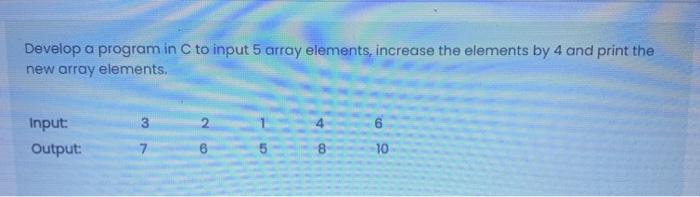 Solved Develop a program in C to input 5 array elements, | Chegg.com