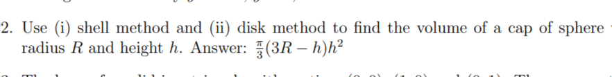 Use (i) ﻿shell method and (ii) ﻿disk method to find | Chegg.com